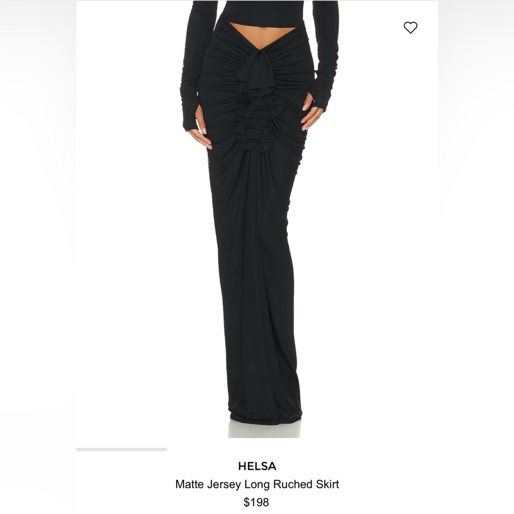 Helsa Matte Jersey Long Ruched Skirt NWT